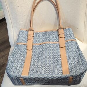 Nine West Blue and Tan Tote Bag